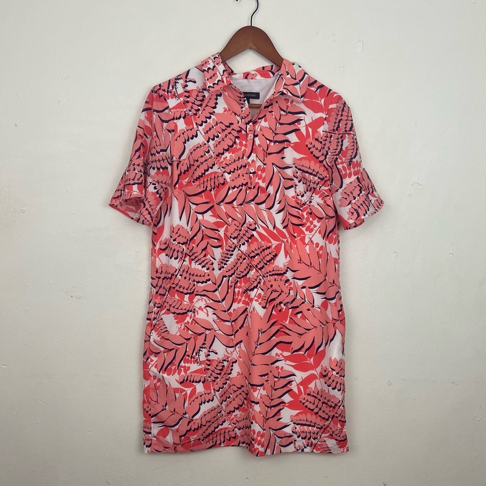 Banana Republic Pink Tropical Floral Lightweight Shirt Dress M